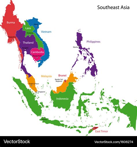 Southeastern asia map Royalty Free Vector Image