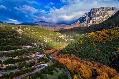 Aerial View of the the Vikos Gorge in the Autumn and Provincial Stock Photo - Image of aerial ...