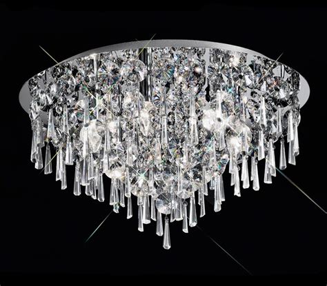Luxury 6 Lamp 50cm Flush Bathroom Ceiling Light Chrome Crystal IP44