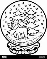 Coloring Book For Children Winter Snowball With Deer Stock Vector  sketch template