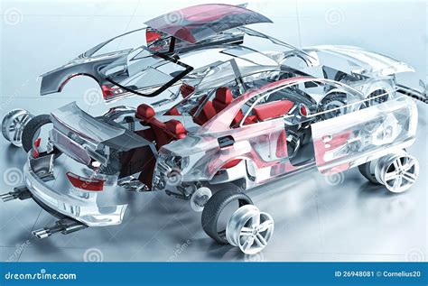 Exploded Transparent Car Stock Image - Image: 26948081