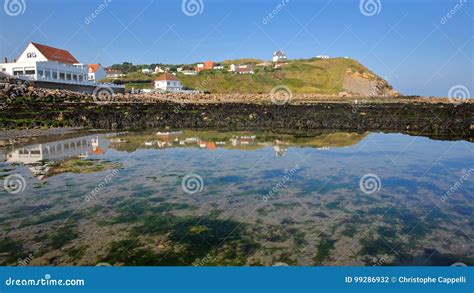 View of the Cap Gris Nez from the Beach at Low Tide with Reflections in ...