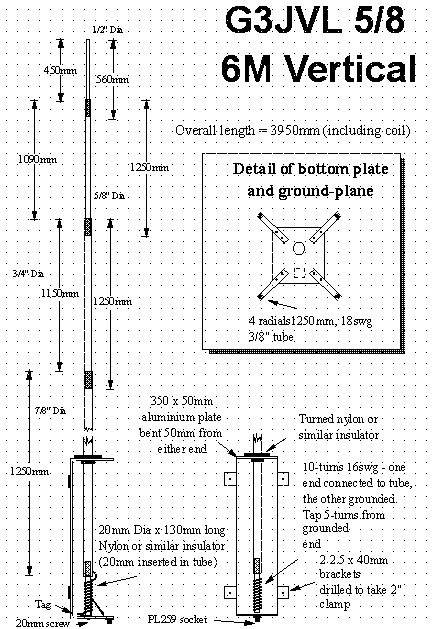 6 Meter 5/8 Wave Vertical Antenna