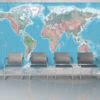 Large World Map Wall Mural - Physical World Map Wall Art Mural