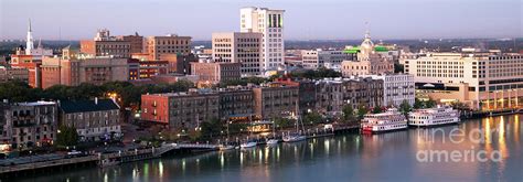 Savannah GA Skyline Panorama Photograph by Bill Cobb - Pixels