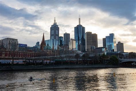 Melbourne CBD Skyline editorial stock image. Image of colorful - 179977644