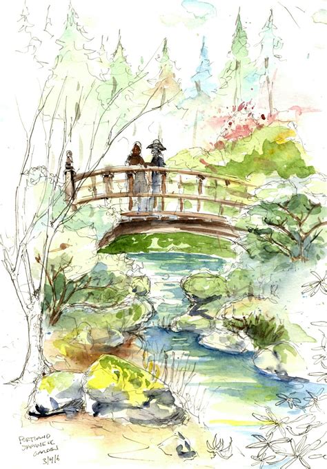 Japanese Garden Watercolor at PaintingValley.com | Explore collection of Japanese Garden Watercolor