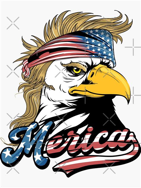 "Eagle Mullet Bandana 4th of July American Flag Merica" Sticker for Sale by MerchK1ng | Redbubble