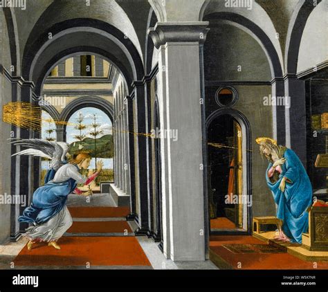 Sandro Botticelli, The Annunciation, painting, 1490-1495 Stock Photo - Alamy