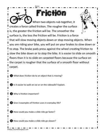 Friction Worksheet For Kids – Thekidsworksheet