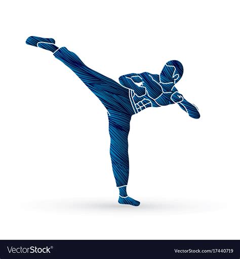 Kung fu karate kick Royalty Free Vector Image - VectorStock