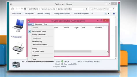 How to turn a printer online and offline on a Windows® 8.1 PC - YouTube