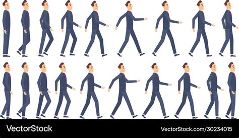 Walking animation business characters 2d Vector Image