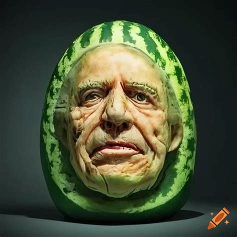 Realistic watermelon carvings of famous people on Craiyon