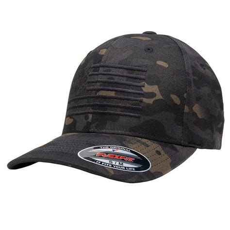 American Flag Blackout Flexfit Black Multicam Hat | Multicam hat, American flag hat, Sun ...