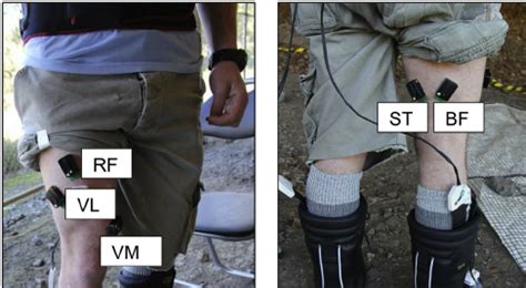 Participant showing EMG sensor placement for the lower limb. Muscles ...