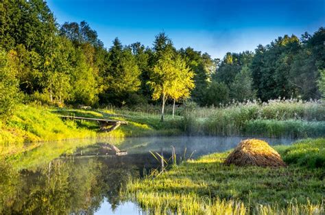 Lithuanian Nature Landscape Stock Photo - Image of water, grass: 107172822