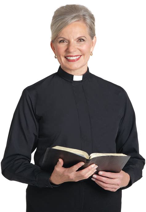 Women's Long Sleeve Tab Collar Clergy Shirt - Black - ChurchSupplies.com