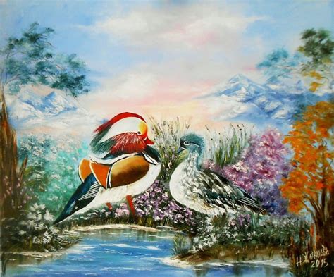 Mandarin Ducks feng shui for love artwork printable painting | Etsy