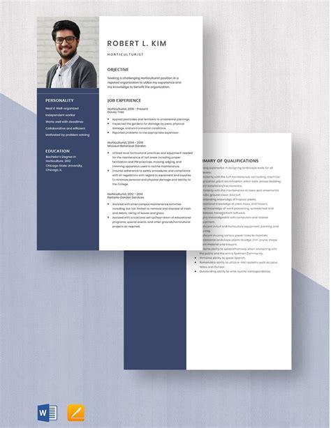 Horticulturist Resume in Word, Pages - Download | Template.net