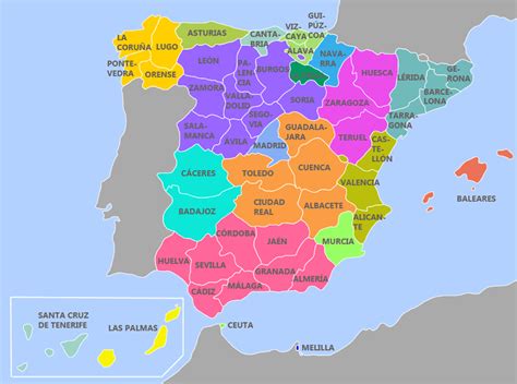 Mapa de España Politico con comunidades y provincias | Descargar e ...