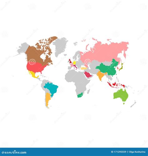 Group of Twenty Countries on World Map Vector Template. G20 Infographic ...