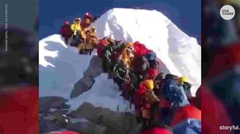 Mount Everest climbers lined up at 'death zone'