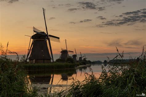 Sunrise at the Kinderdijk windmills