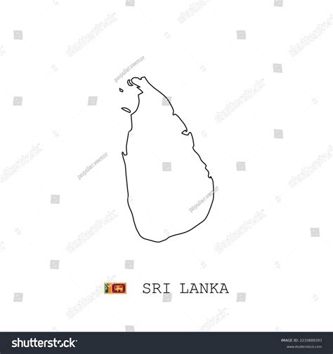 Sri Lanka Vector Map Outline Line Stock Vector (Royalty Free ...