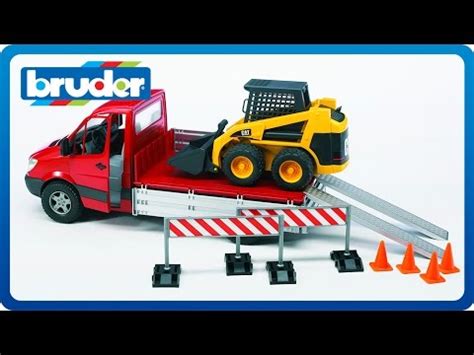 Bruder Toys MB Pick up Truck w CAT Skid Steer Loader & Accessories ...