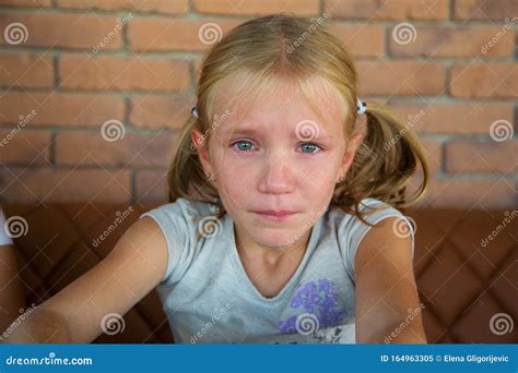 Little Blond Crying Girl with Sad Expression and Tears Stock Image - Image of feeling, grief ...