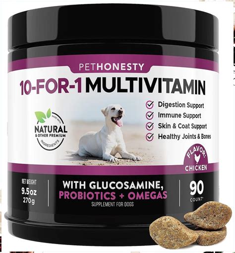 Pet Honesty Multivitamin Dog Supplement, Glucosamine chondroitin for Dogs, Probiotics, Omega ...