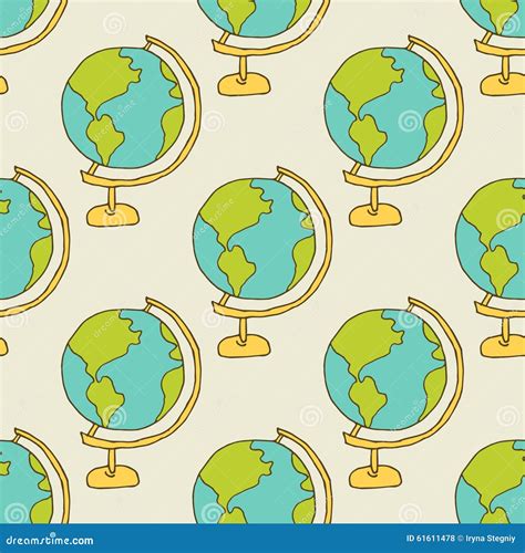 Seamless Pattern: a Globe on a Light Background Stock Illustration ...