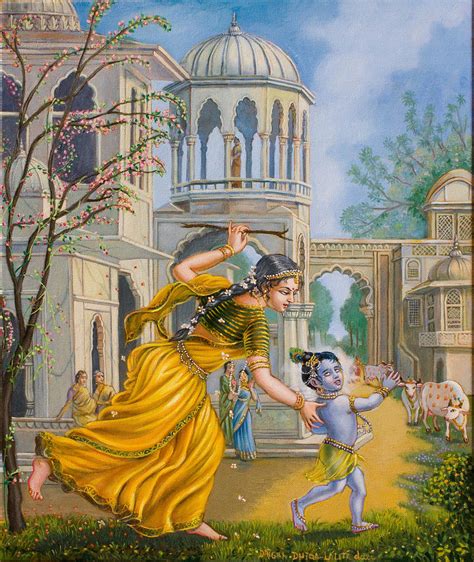 Yashoda Chasing Baby Krishna Painting by Dominique Amendola - Pixels