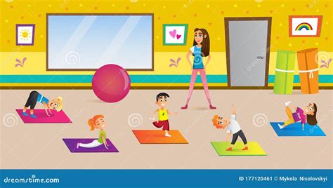 Kids Having Physical Education, Doing Exercises. Stock Vector - Illustration of healthy ...