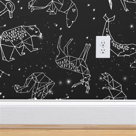 Constellations Wallpaper Black and White by Andrea Lauren | Etsy