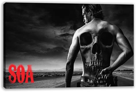 SONS OF ANARCHY JAX TELLER CHARLIE HUNMAN SKULL TATTOO CANVAS WALL ART (30X18") : Amazon.co.uk ...