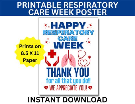 Respiratory Care Week Printable Poster, Happy Respiratory Therapist ...