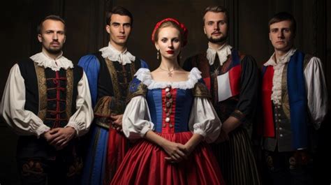 Premium Photo | Group of Czechs in national dress Copy space photo