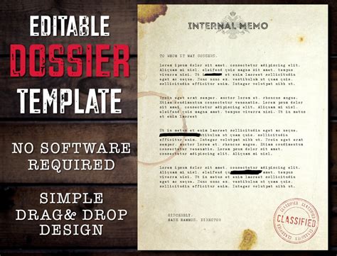 Editable Dossier Template Distressed Document Prop Top - Etsy Australia