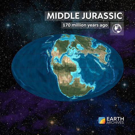 During the Middle Jurassic seen here 170 million years ago Pangaea was ...