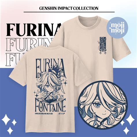 GENSHIN IMPACT FURINA Shirt in Black / White / Khaki Hydro Archon ...