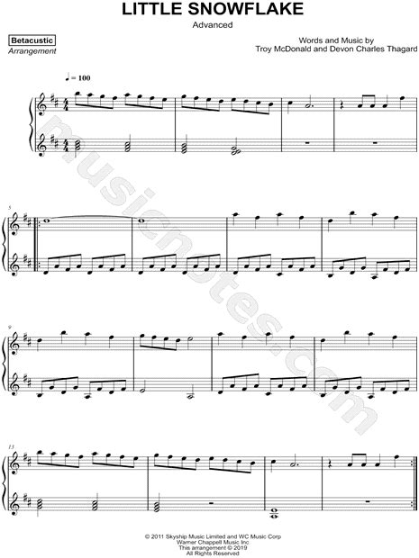 Betacustic "Little Snowflake [advanced]" Sheet Music (Piano Solo) in D Major - Download & Print ...