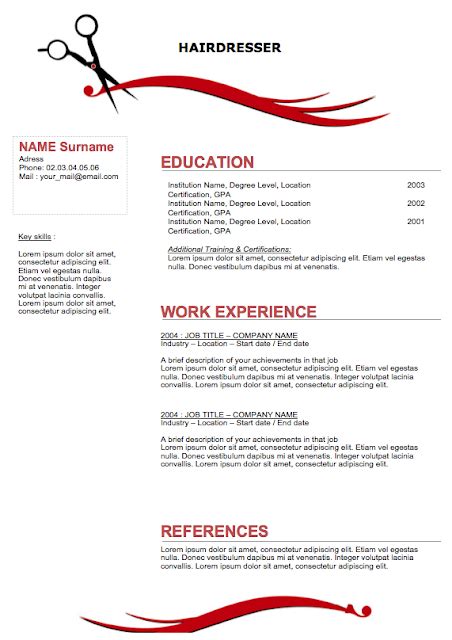 Sample Hair Stylist Resume | Sample Resumes