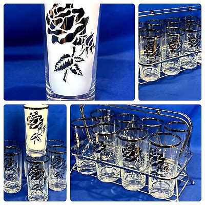 MCM 8 Dorothy Thorpe Silver Band & Rose Tall Barware Glasses with Carrier | eBay