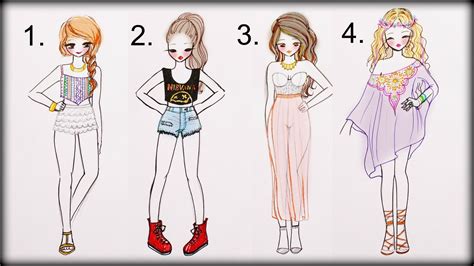 Drawing Tutorial - How to draw 4 Summer Outfits | Fashion drawing tutorial, Cute sketches, Girl ...