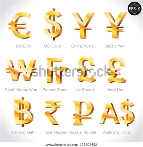 Currency Signs Dollar Euro Yen Yuan Stock Vector (Royalty Free) 123704452 | Shutterstock