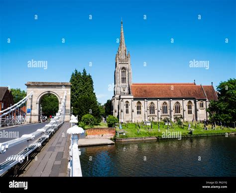 Marlow Bridge suspension bridge, Across River Thames Designed by William Tierney Clark, with All ...