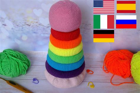 Crochet amigurumi stacking rings Rainbow PDF pattern English | Etsy ...