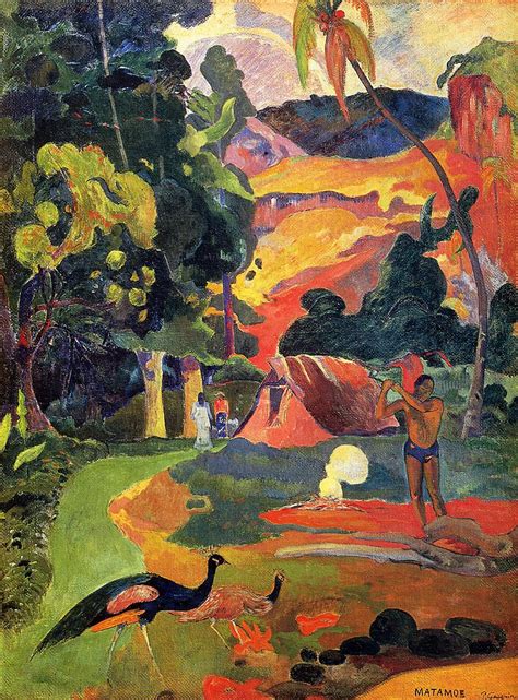 Plusieurs Oiseaux des Arbres de Vie - Paul Gauguin Landscape with peacocks